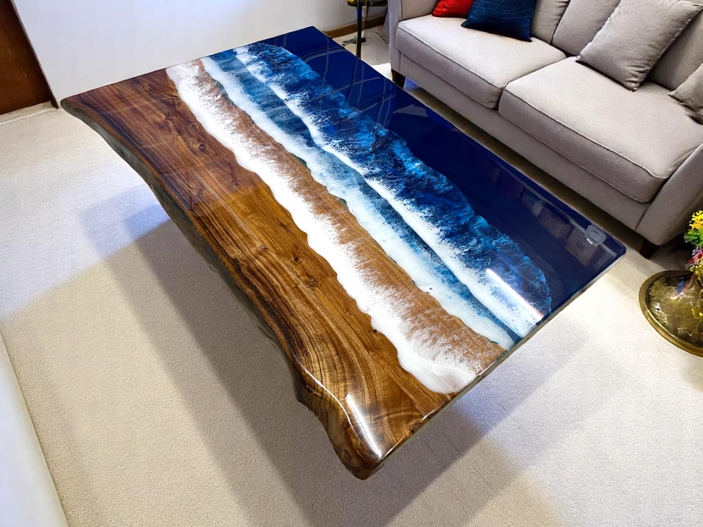 Hallway Sofa Center Live Edge Wood Epoxy Table